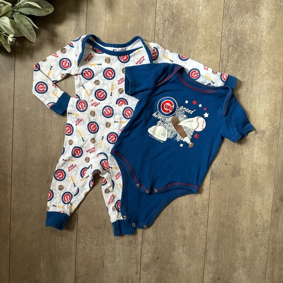 Chicago Cubs Baby Boy Clothes 3 Piece Mix Match Outfit Set- Pajamas & Bodysuit - Picture 3 of 16
